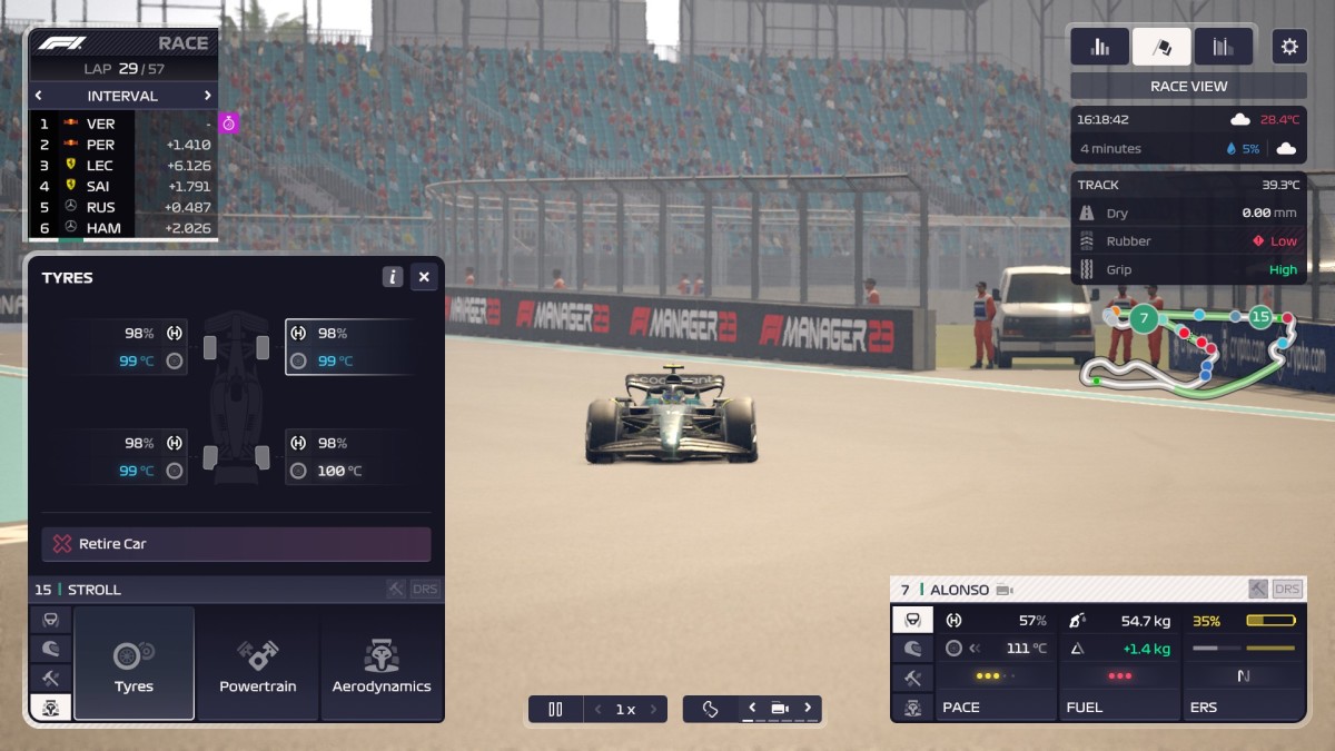 F1 Manager 2023 cold tyres.